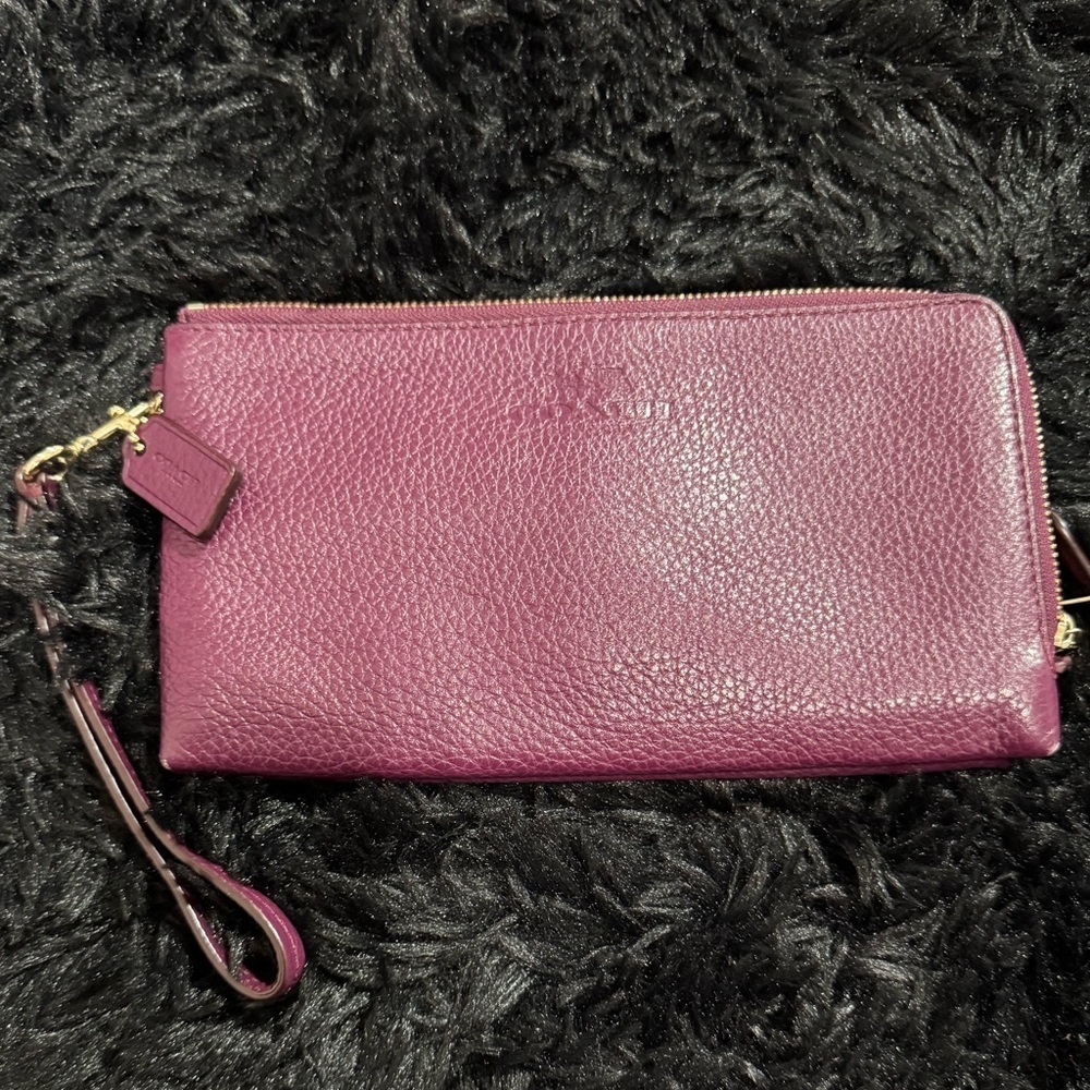 Coach Double Zippered Deep Purple/Maroon Wrislet